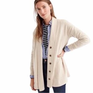 J.Crew Sweater Cashmere Blend Button Front Cardigan Beige Oatmeal Women Size XS